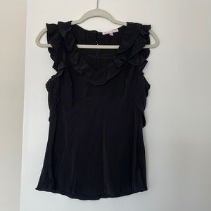 Rebecca Taylor size 10 black ruffled blouse